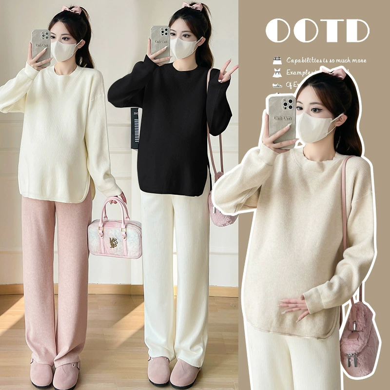 Реальный выстрел осенью и зимой дикий утолщение тепло с открытыми рукавами для беременных