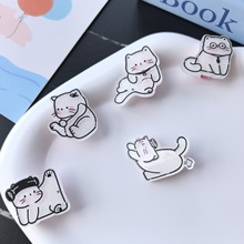 漫画小猫发夹白色亚克力学生边夹侧边创意日系猫咪刘海夹边夹发卡