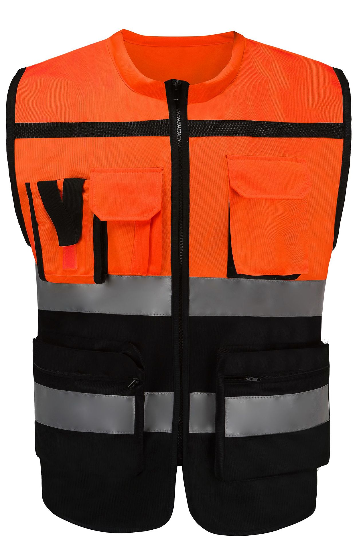 chaleco reflectante chaleco reflectante de seguridad de tráfico ropa reflectante de color de collar de collar alto multi-bolsillo ropa reflectante