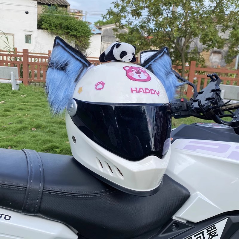 Blue Black Heavy Industry Handmade Beast Ear Fox Ear Motorcycle Helmet