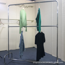 双层服装店架不锈钢拉丝男装女装店陈列挂衣架带轮子中岛架货架