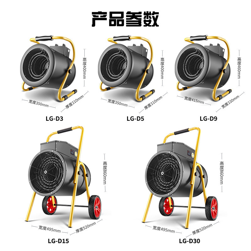 Calentador industrial de alta potencia calefactor eléctrico gran área de fábrica comercial invernadero calentador de aire sala de estar sin