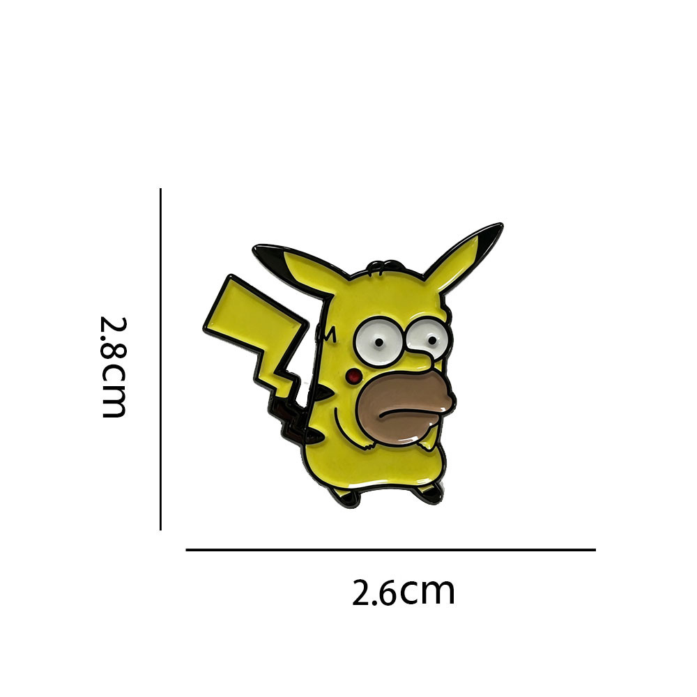 Fun cartoon character mix-and-match enamel badge, yellow lightning tail mixed face lapel pin