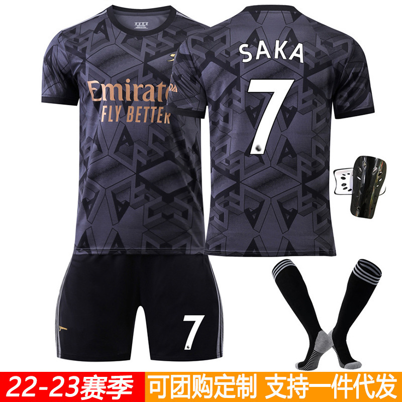 2223 Arsenal away black No. 7 jersey Saka No. 9 Gesus Aubameyang football uniform suit wholesale 2223 Arsenal away black No. 7 jersey Saka No. 9 Gesus Aubameyang football uniform suit wholesale