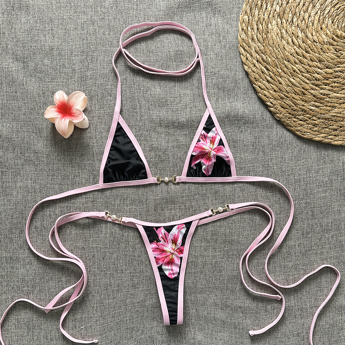 New European and American Swimsuit Female Sexy Strappy Three-Point Bikini Bikini Cross-Border Popular Amazon Swimsuit Female