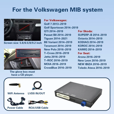 Cross-border wireless CarPlay/hicar compatible Simsiz CarPlay və Android Auto - volkswagen-mib-system