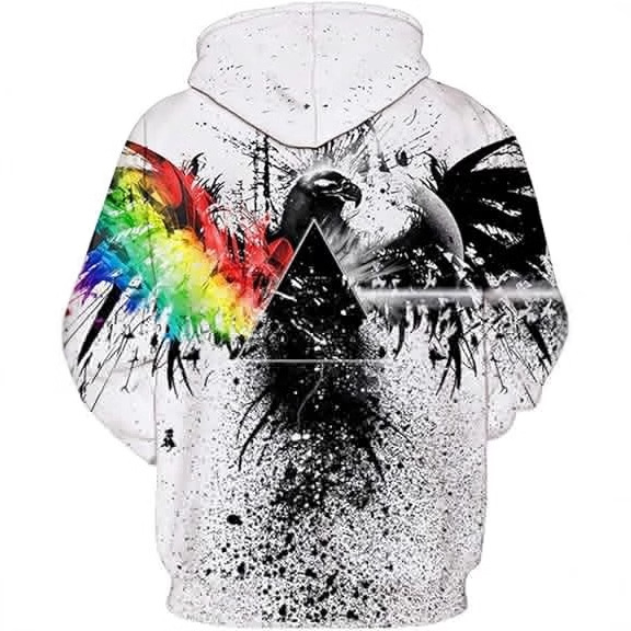 Europa y América AliExpress venta caliente en contraste color águila graffiti impresión 3D hombres calle alta suelta suéter con capucha sudadera