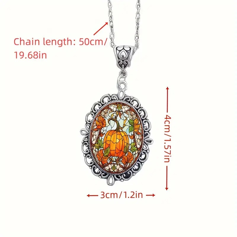 Elegant glass pendant, necklace, retro jewelry, print, halloween 2
