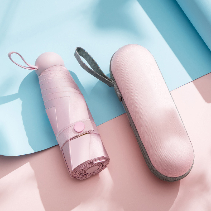 Mini bolsillo cápsula paraguas pequeño vinil fresco paraguas solar sol sol y lluvia doble uso paraguas publicidad paraguas