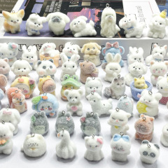 立体樹脂植毛子犬人形ジュエリーアクセサリーペット犬 DIY 携帯電話バッグキーホルダーペンダント