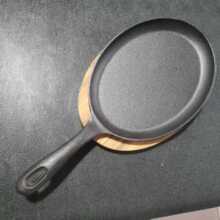 蛋形单柄铸铁烤盘铁板牛排盘平底煎韩式烤肉盘椭圆形摆摊烤鱼盘