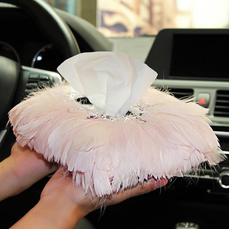 Cubierta de caja de pañuelos de lana de diamantes de imitación para coche para coche