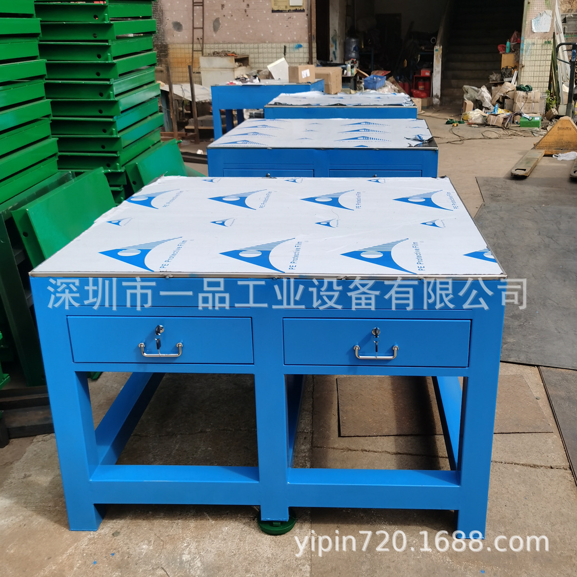 一品钢板工作台不锈钢操作台模具维修工作桌模具钳工台重型带抽屉