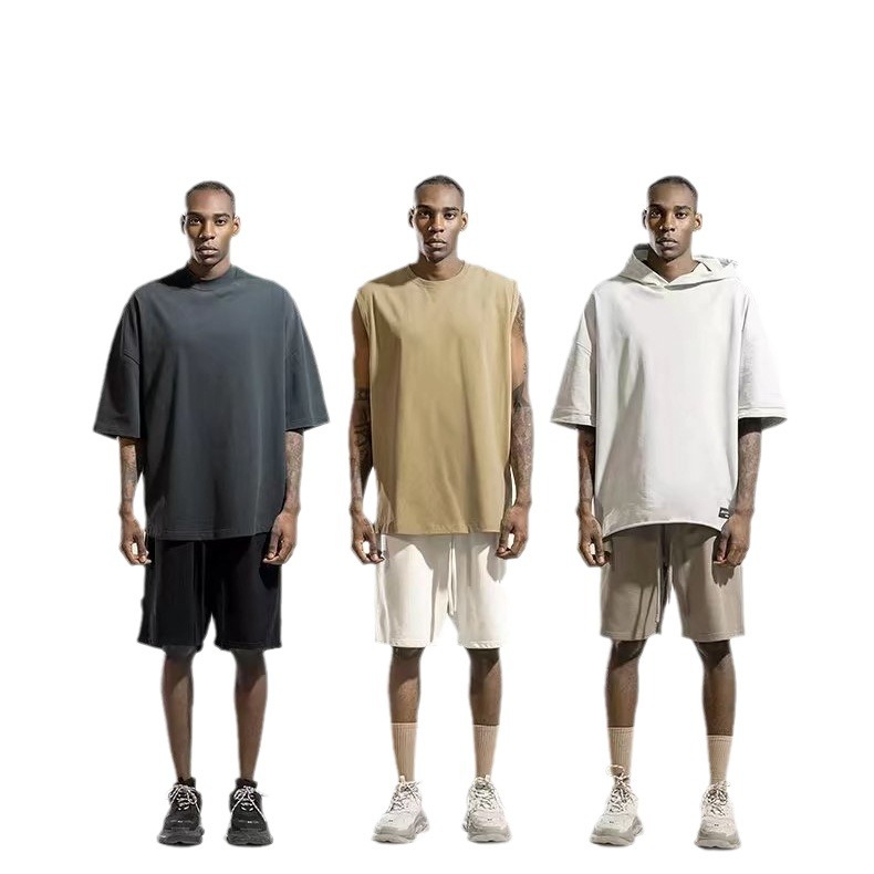 Pantalones cortos casuales de verano para hombres, marca de moda ins, color sólido, color de contraste simple, pantalones deportivos de cinco puntos colgantes rectos sueltos casuales