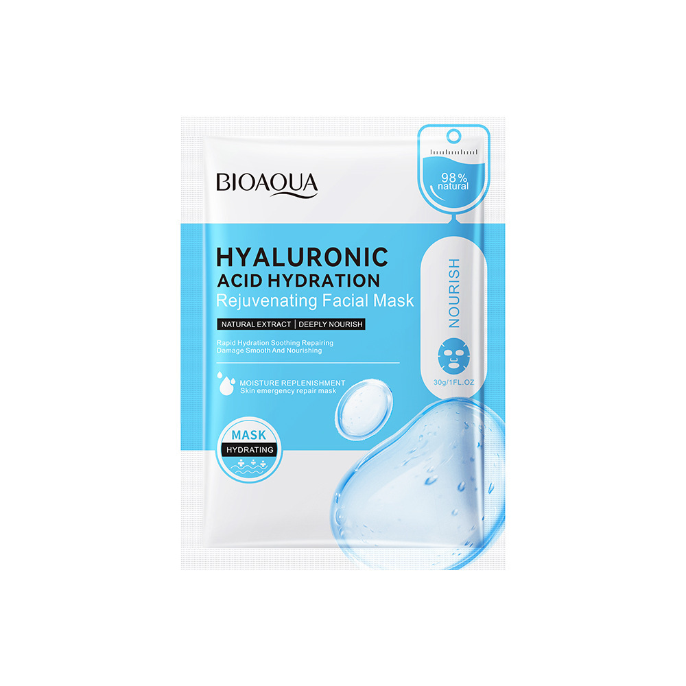 Máscara facial en inglés completo BIOAOUA hidratación y rejuvenecimiento de la piel serie de ácido hialurónico máscara hidratante comercio exterior transfronterizo al por mayor