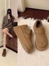 加厚不累脚一体勃肯鞋女26新年款冬季外穿厚底增高加绒保暖毛毛鞋