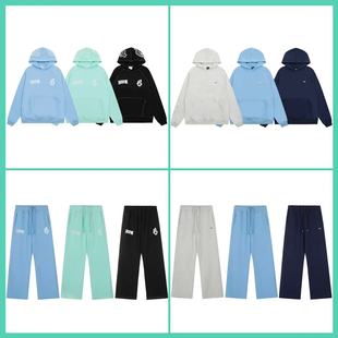 Embroidered Alphabet Hip-Hop fleece-lined Pullover Hoodie Long Sweatpants Men's Fashionable Sports suit Jacket