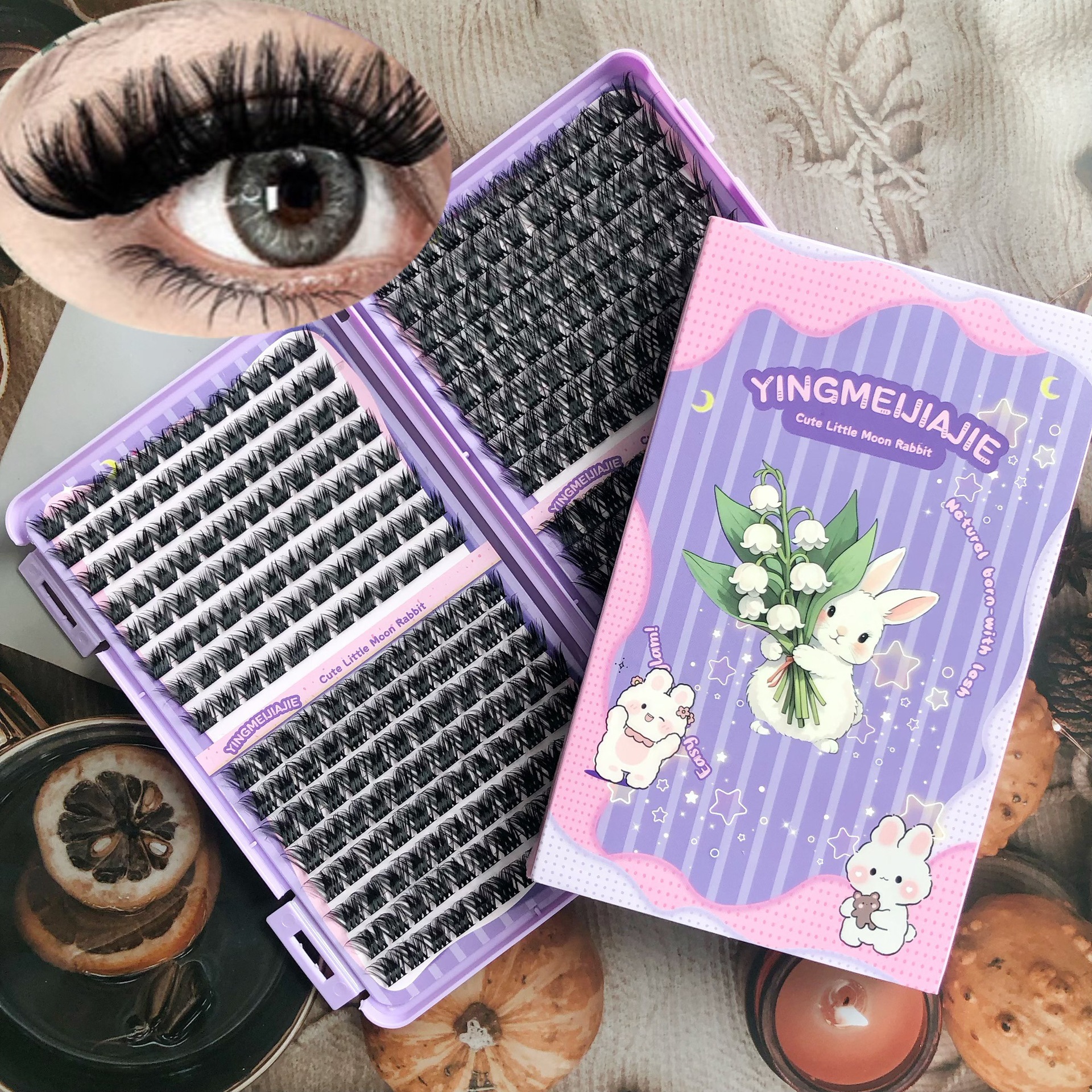 Las pestañas falsas transfronterizas Amazon libro de pestañas de gran capacidad, pestañas de precisión de un solo racimo, pestañas falsas voluminosas segmentadas