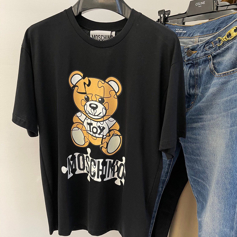 クロスボーダーヨーロッパとアメリカのトレンドブランド春夏新作ラウンドネックプルオーバー親子ベアTシャツ半袖カップルスタイル|undefined
