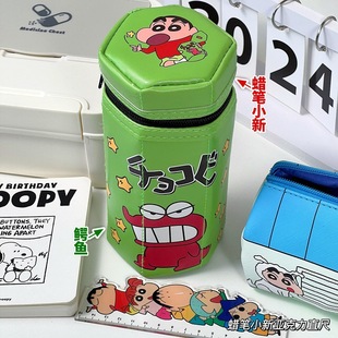 Crayon Shin-Chan Vertical Pen Holder Large Capacity Cartoon Pencil Case Student Desktop Organizer Stationery Storage Box Display Supplies