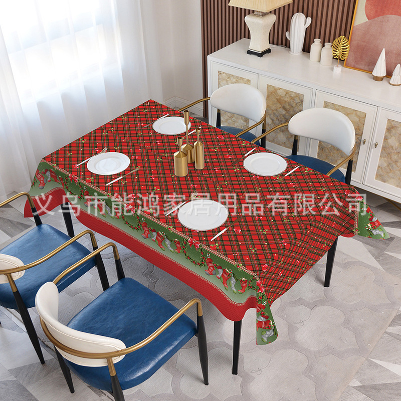 国境を越えた新しいクリスマステーブルクロス客間食卓防汚防水ポリエステルテーブルクロステーブルクロス祝日パーティー装飾テーブルクロス|undefined