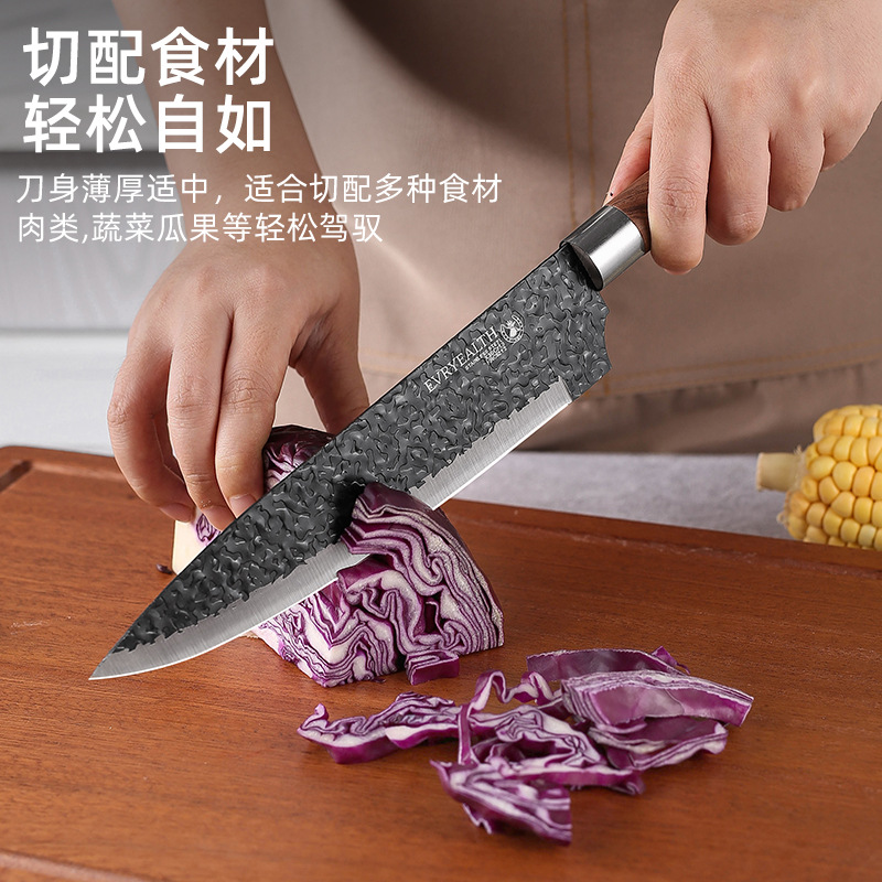 Comercio exterior de acero inoxidable martillo 6 piezas cuchillo de cocina doméstico cuchillo de cocina de corte de verduras martillo negro conjunto de herramientas de corte