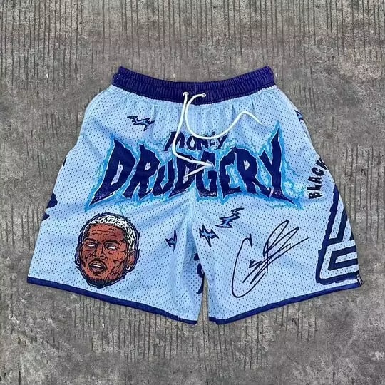 Retro casual fun patterned graphic shorts, loose-fitting breathable shorts for basketball, gym, and fitness training Retro casual fun patterned graphic shorts, loose-fitting breathable shorts for basketball, gym, and fitness training