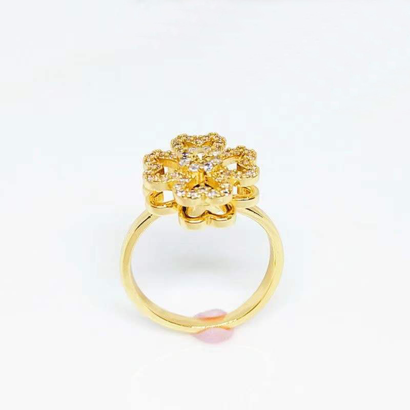 Flower Pattern Women'S Gender Simple Style Commute Flower Copper Zircon Rings In Bulk