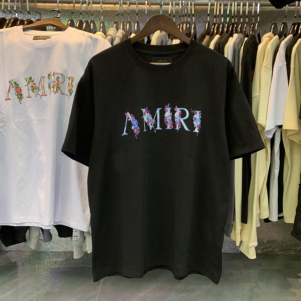 Verano nueva camiseta de manga corta impresa de letras suelta marca de moda hombre camiseta casual de media manga mujer