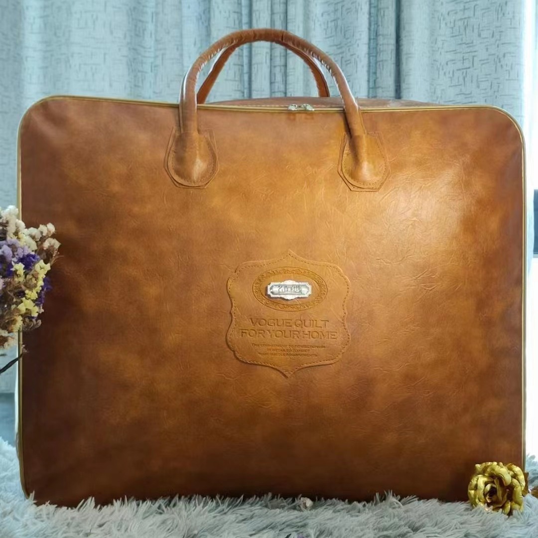 高檔皮革皮包婚慶結婚蠶絲被鵝絨被羽絨被包裝收納袋禮品手提袋