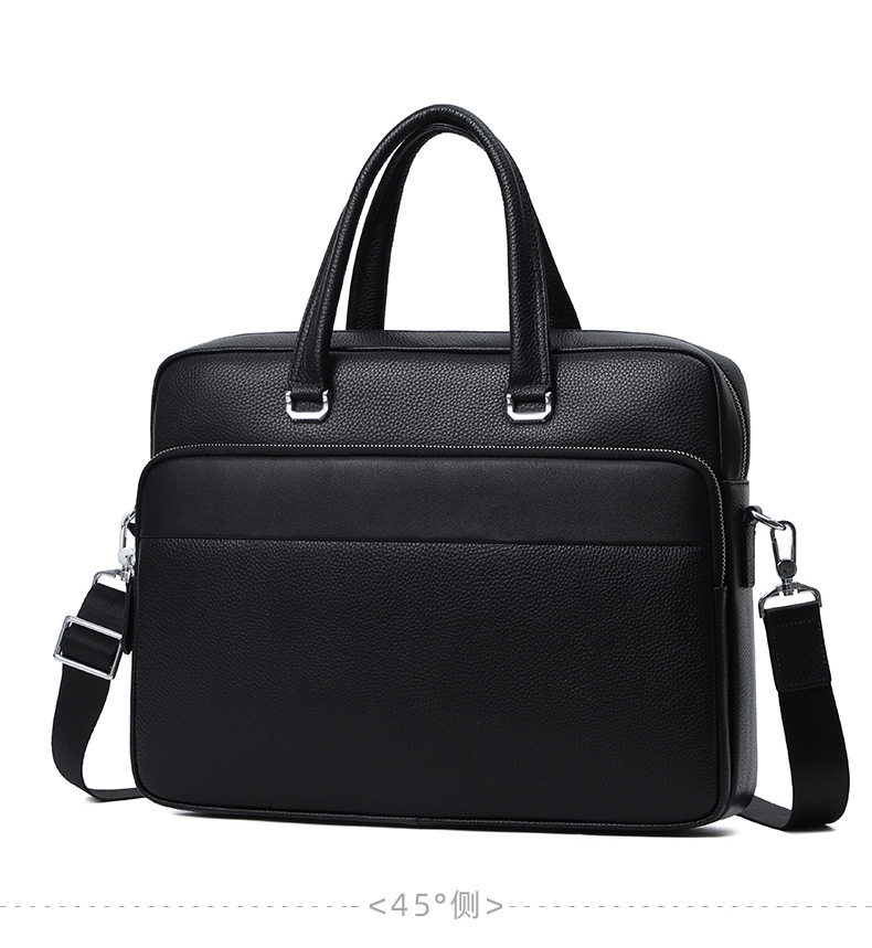 Túi xách tay nam da bò thật 39×9×29 cm đựng laptop 15 inch, túi công sở đeo chéo một vai — Màu đen chi tiết 13