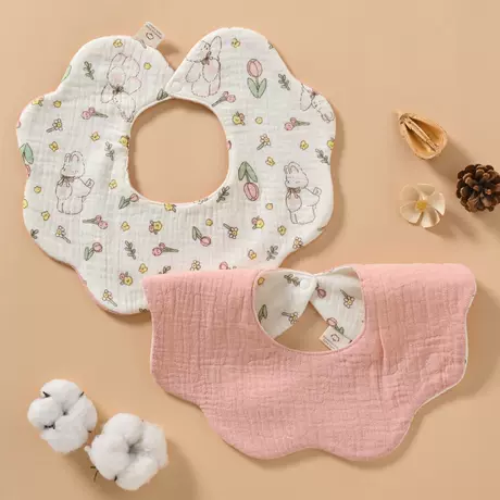 Double-sided + middle waterproof bib [tulip rabbit]