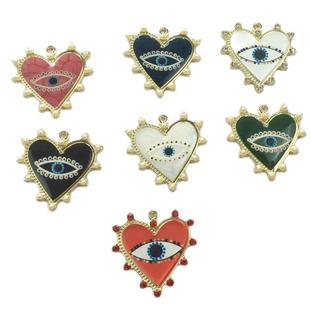 Alloy Resin Devil's Eye Heart Cameo Carving Inlaid Pendant Original Design European and American Hot-Selling Small Accessory