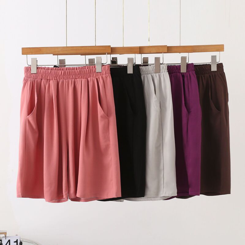 Summer New Twill Culottes, Cotton Silk Loose Casual Outer Wear Shorts with Pockets for Women, Cotton Thin Large Size Shorts Summer New Twill Culottes, Cotton Silk Loose Casual Outer Wear Shorts with Pockets for Women, Cotton Thin Large Size Shorts