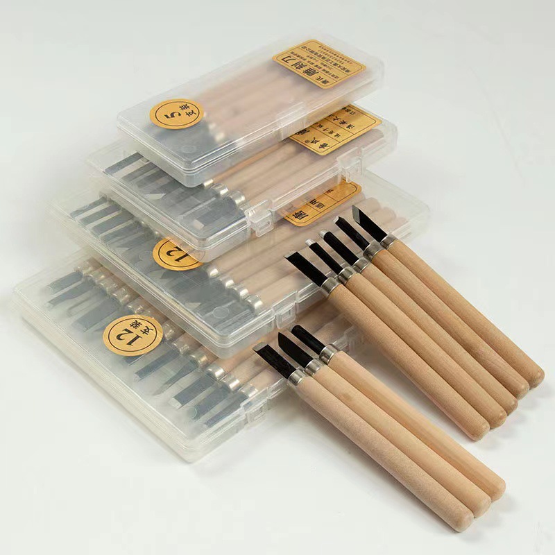 SK5禾木雕刻刀3-12件套刻刀套装唐氏木刻雕刀杆无logo外贸刀具