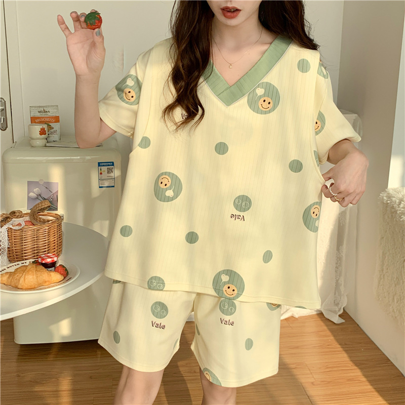 임산부 산후 파자마 여성 수유 의류 플러스 사이즈 40.00 kg-150.00 kg 여름 얇은 반팔 반바지 세트