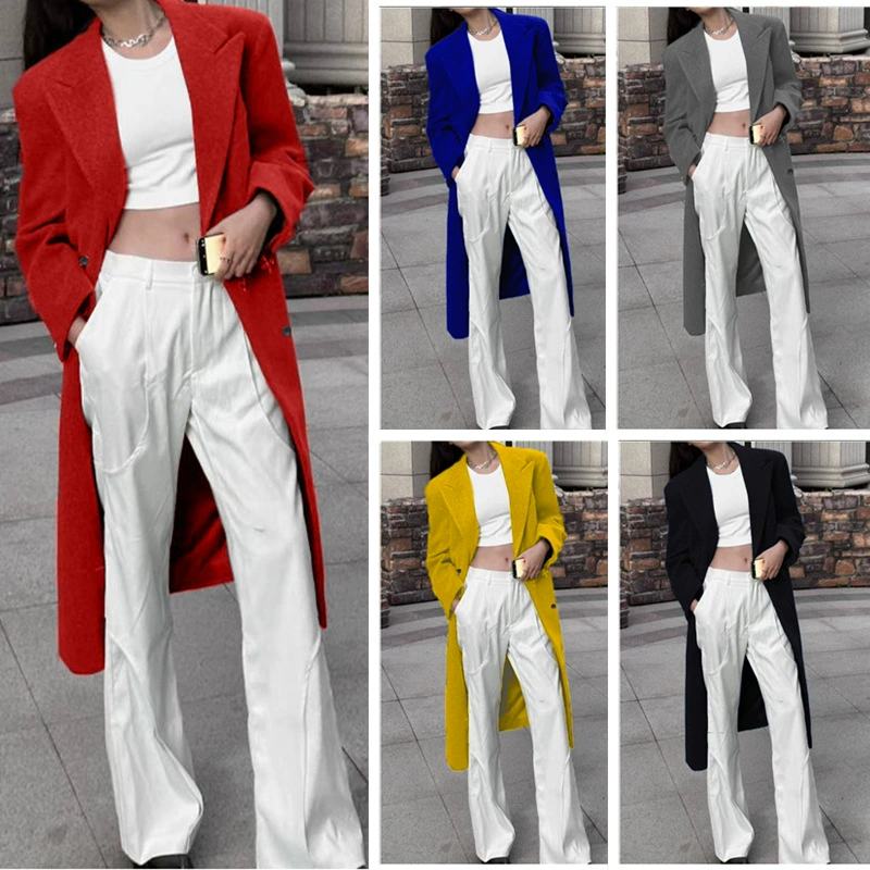 2023 осенне-зимняя Европейская станция длинное шерстяное Женское пальто больших размеров независимая станция шерстяное пальто Amazon качество в наличии