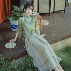 オリジナル新青羅新中国禅茶服妖精少女チャイナツーピーススカート改良漢服夏