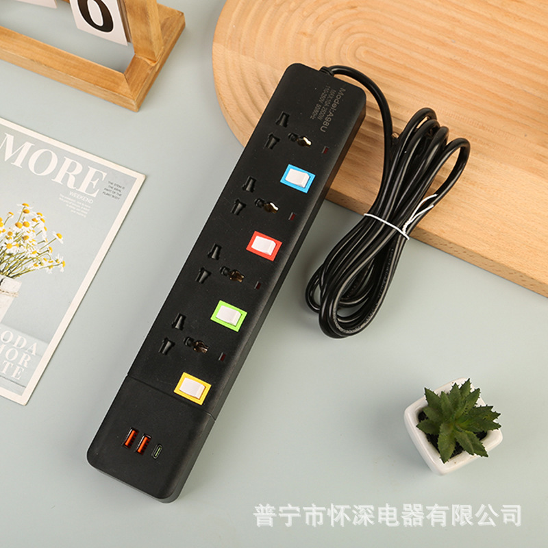 2USB + 1PD paquete de alta frecuencia estándar británico estándar europeo estándar americano blanco y negro interruptor de control parcial Bahrein Chipre Egipto