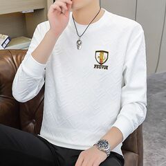 源头厂家高档男士提花卫衣春秋季新款潮牌潮流长袖圆领高端休闲衫