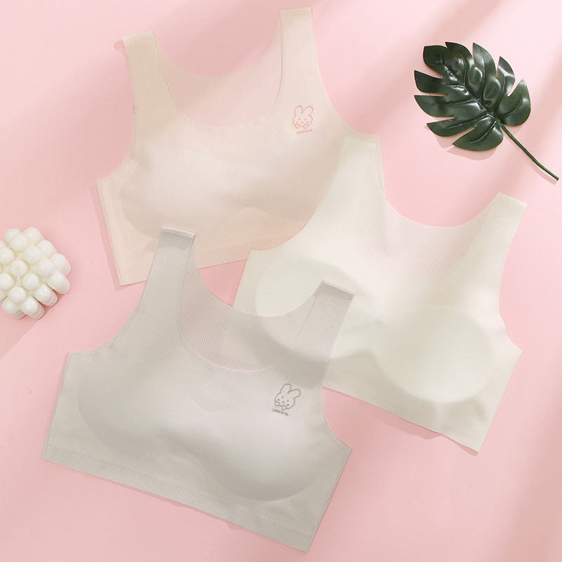 金妍儿 少女发育期简约透气文胸女青春期拼接纯色舒适无钢圈内衣