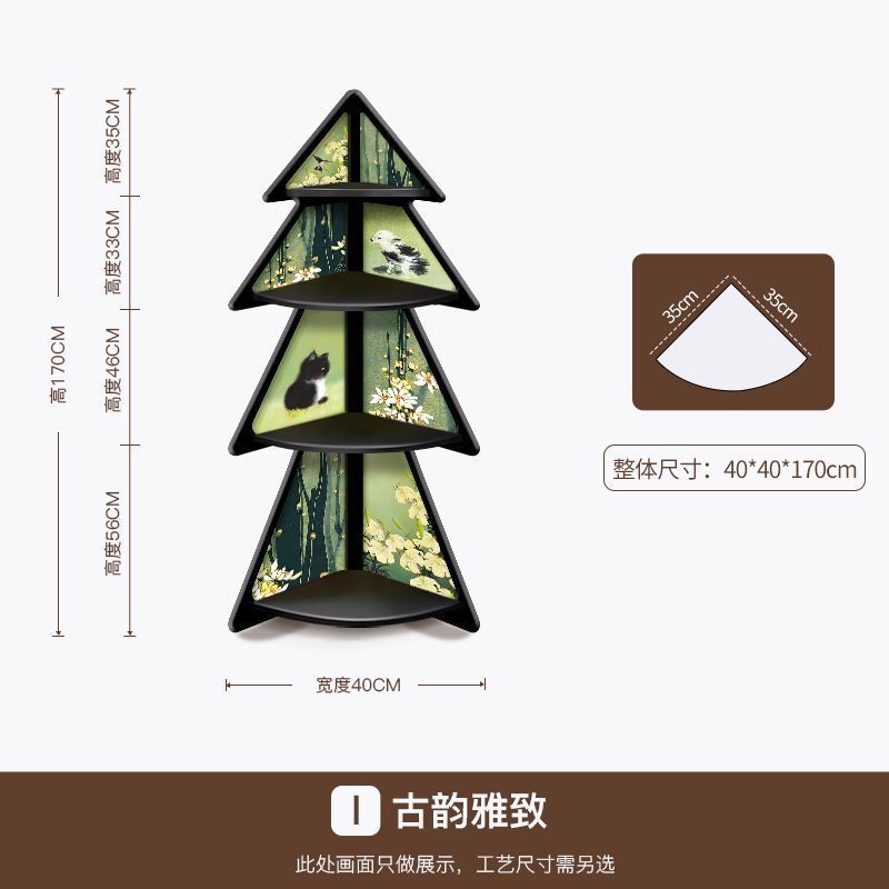 リビングルームコーナーキャビネット収納ラックアンティークスタイル床置き装飾品寝室ベッドサイド三角形収納キャビネット壁コーナー本棚|undefined