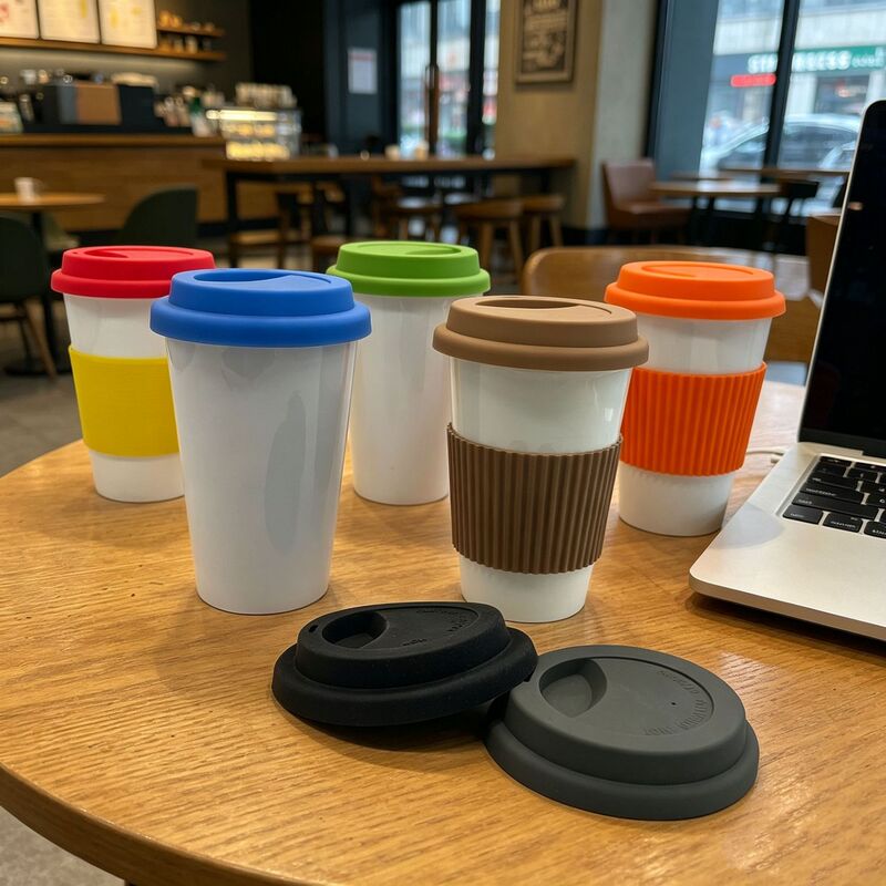 Milk Tea Cup, Imitation Paper Cup, Ceramic Cup, Silicone Insulated Mug, High-Looking Coffee Cup, High Temperature Resistant, Can Be Printed with Logo