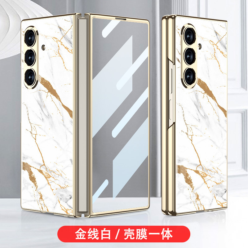 适用三星zfold7手机壳电镀玻璃彩绘壳膜一体折叠屏保护套防摔套|undefined