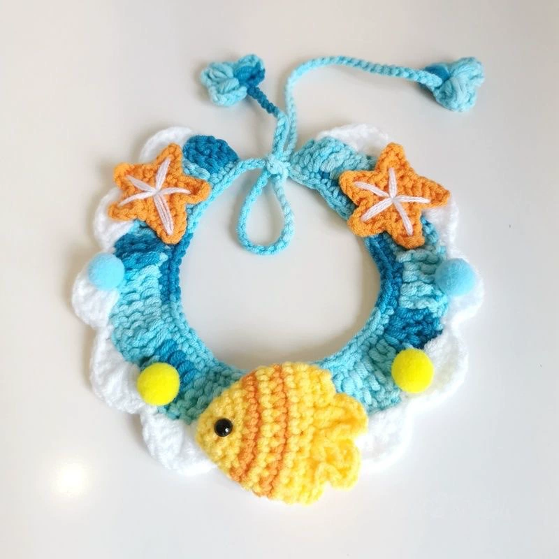 Домашнее животное ручной работы воротник кошка шерсть украшения воротник вязаный милый собака нагрудник специи полотенце Кролик