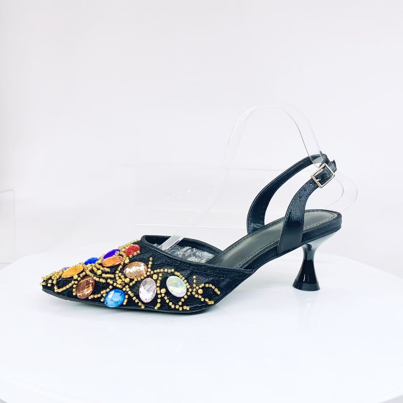 Zapatos de diseño italiano de alta gama para bodas, zapatos de mujer, encaje de diamante de verano, sandalias de talón alto