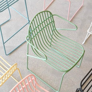 Nordic Outdoor Wrought Iron Chair Summer Dopamine Leisure Backrest Chair Balcony Courtyard Internet Celebrity Open-Air Table and Chair Set