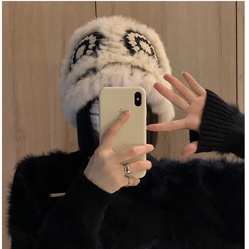 Woven keep warm demi-season woolen velvet knitted hat