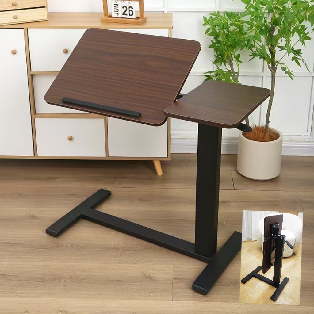 定制床边桌液压气动升降电脑桌客厅沙发边几双面折叠床头桌办公桌