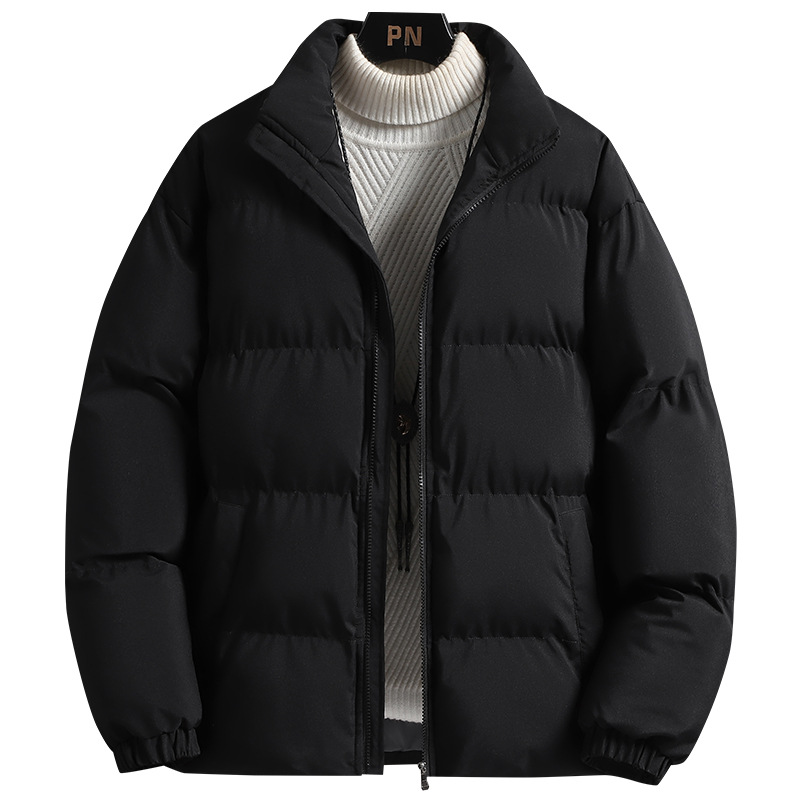 Giacca invernale da uomo in tinta unita, semplice, con collo alto in cotone, stile coppia, ampia_voghion.com